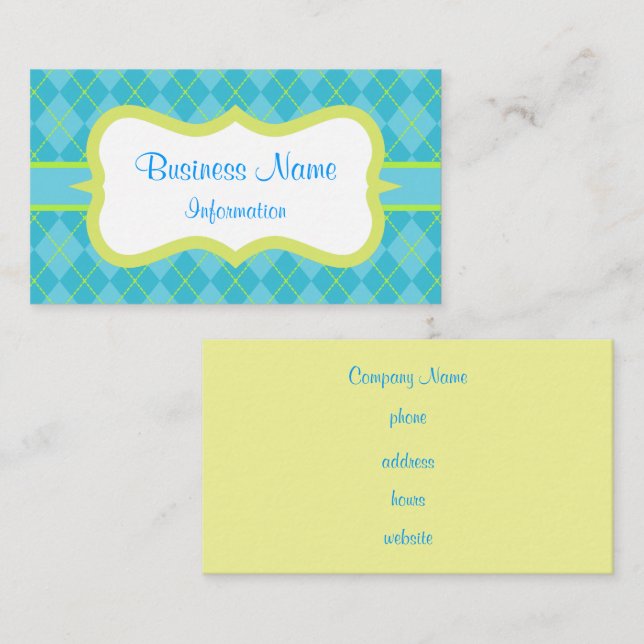 Carte de visite turquoise vif (Devant / Derrière)