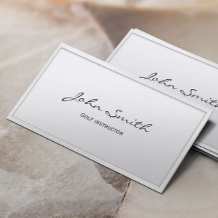 Carte De Visite Tuteur de golf Minimal Classy White Bordure