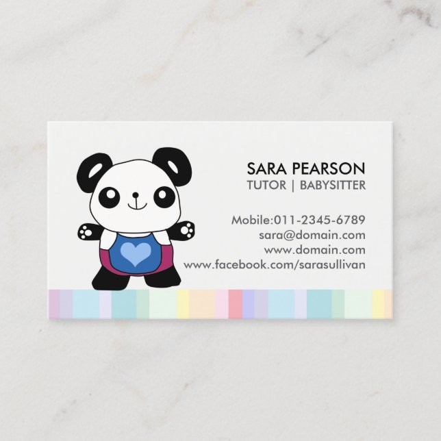 Carte De Visite Tutor Cute Panda Business Card (Devant)