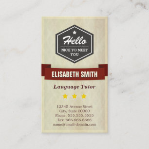 Carte De Visite Tutor de langue - Style de grunge rétro