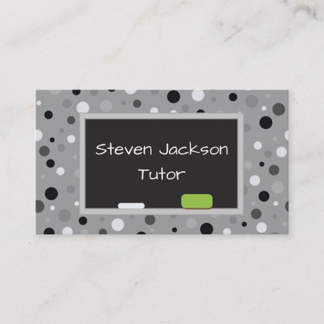 Carte De Visite Tutorat à pois gris (Devant)