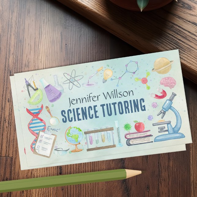Carte De Visite Tutorat en science - Professeur d'aquarelle art (Créateur téléchargé)