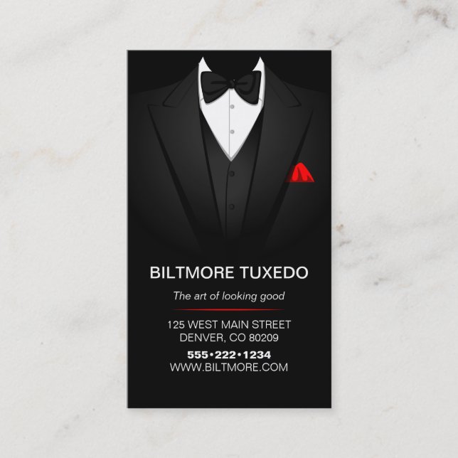 Carte De Visite Tuxedo Suit Mens Vêtements Moderne Propre (Devant)