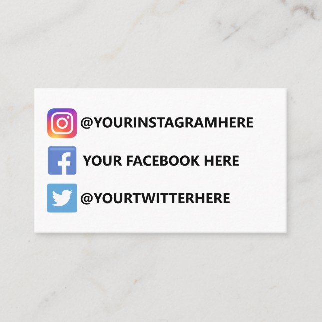 Carte De Visite Twitter Instagram Facebook (Devant)