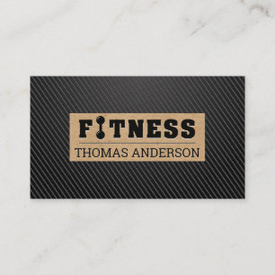 Carte De Visite Type de logo Fitness Barbell Black Carbon Sleek
