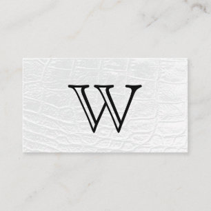 Carte De Visite Type de serif Monogramme blanc   Cuir blanc
