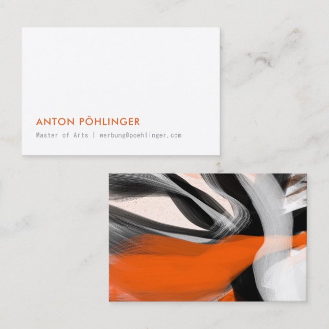 Carte De Visite Typo Orange noir minimal  (Devant / Derrière)