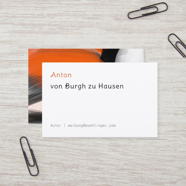 Carte De Visite Typo Orange noir minimal  (Devant/Arrière en situation)