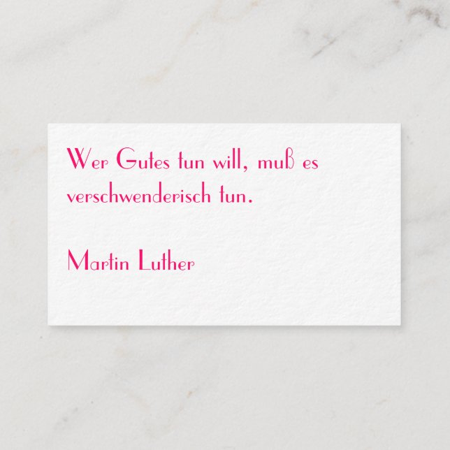 Carte De Visite Typografische Visitenkarte (Dos)