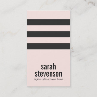 Carte De Visite Typographie audacieuse Beauté rayée noire et rose