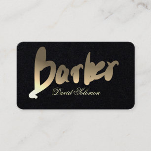 Carte De Visite Typographie barbier or dégradé Premium Noir