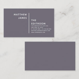 Carte De Visite Typographie blanche minimaliste gris violet poussi