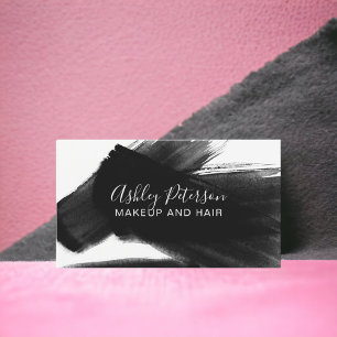 Carte De Visite Typographie blanche noire de maquillage de cheveux