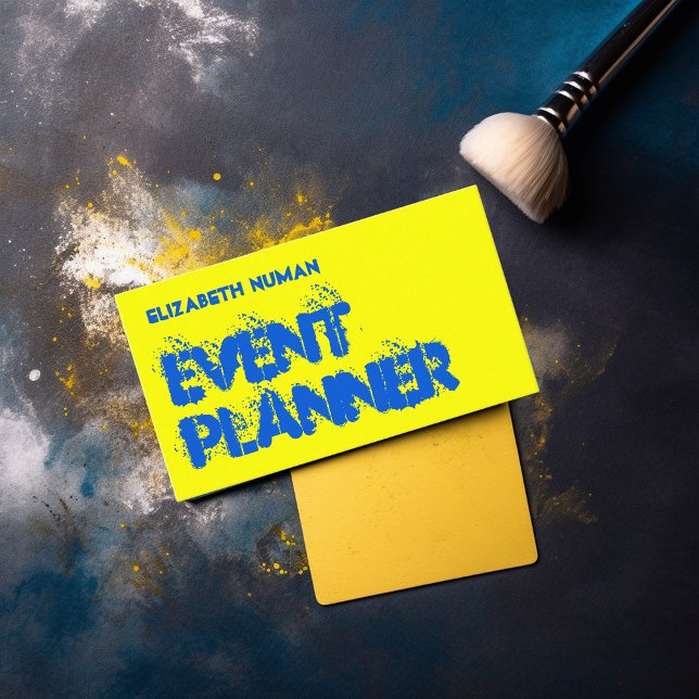 Carte De Visite Typographie cool de Grunge Jaune et Bleu Ca d'affa (Créateur téléchargé)