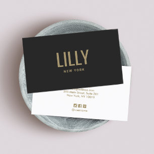 Carte De Visite Typographie cool moderne de l'or noir