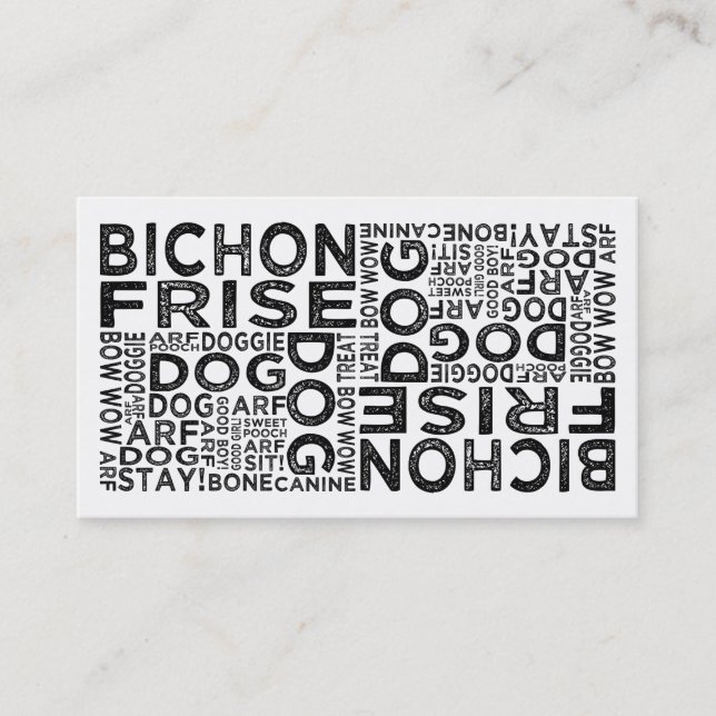 Carte De Visite Typographie de Bichon Frise (Devant)
