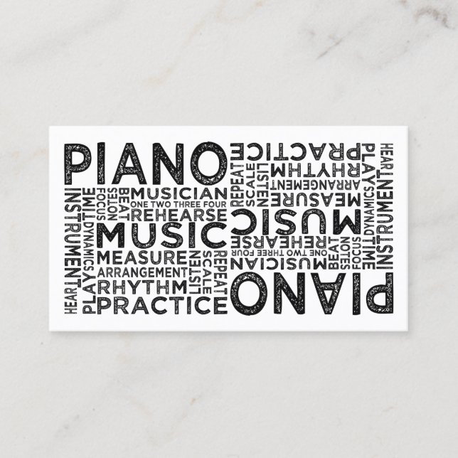 Carte De Visite Typographie de piano (Devant)