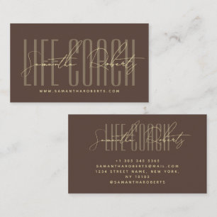 Carte De Visite Typographie de script de coach de vie moderne marr