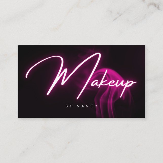 Carte De Visite Typographie de script de maquillage néon rose (Devant)