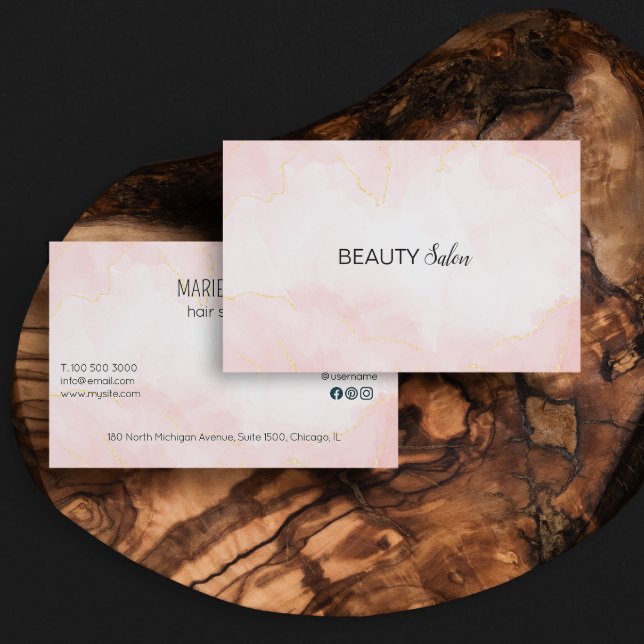 Carte De Visite Typographie de script manuscrite Rose Gold Black T (Handwritten Script Typography Rose Gold Black Text Business Card)