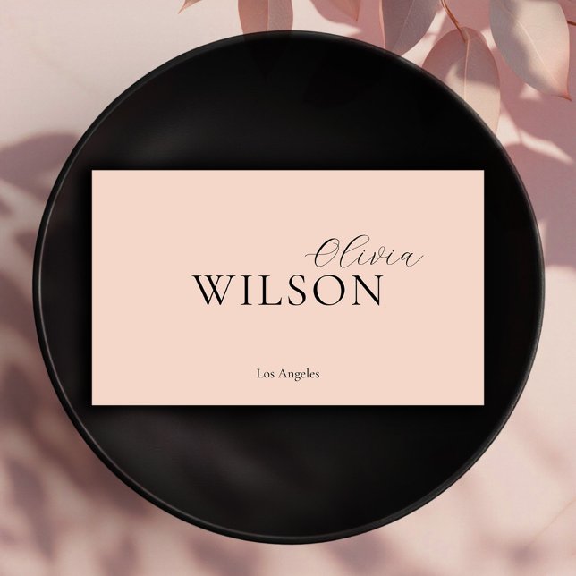 Carte De Visite Typographie de script moderne Blush Pink Professio (Créateur téléchargé)