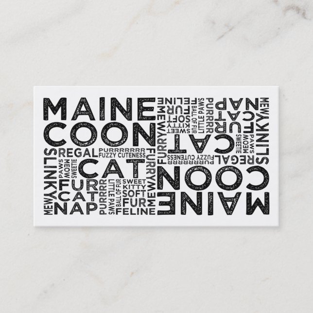 Carte De Visite Typographie du chat Maine Coon (Devant)