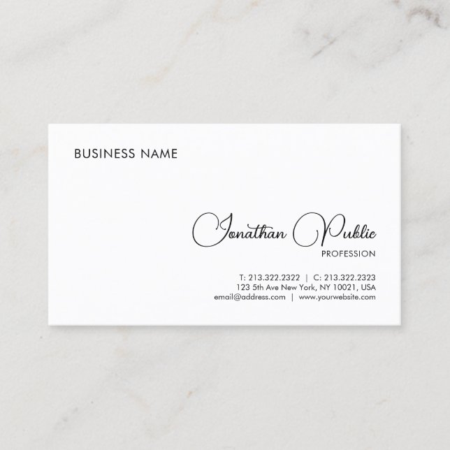 Carte De Visite Typographie du logo de l'entreprise personnalisée (Devant)