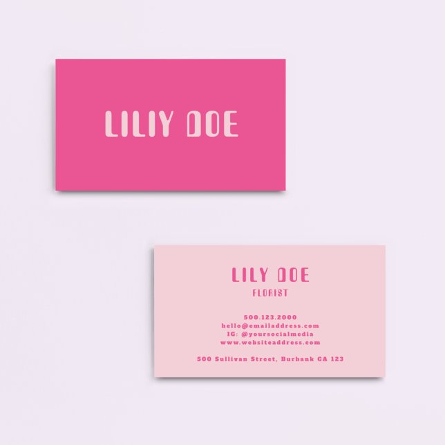 Carte De Visite Typographie féminine rose Script professionnel (Créateur téléchargé)