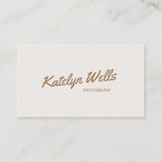 Carte De Visite Typographie manuscrite de script off White Gold (Devant)