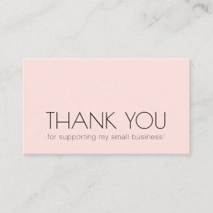 Carte De Visite Typographie minimale chic moderne Merci rose