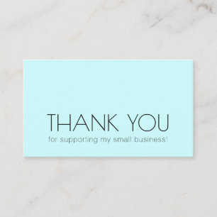 Carte De Visite Typographie minimale moderne Merci Bleu Clair