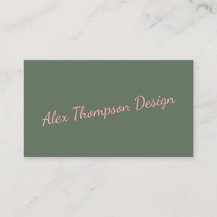 Carte De Visite Typographie minimaliste moderne Pink Green Script