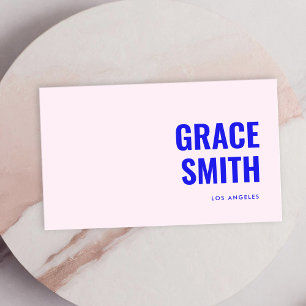 Carte De Visite Typographie minimaliste rose bleu gras moderne
