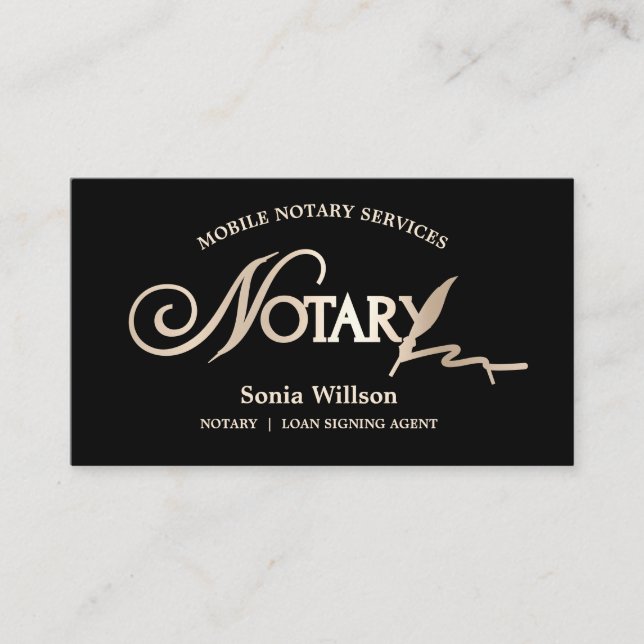 Carte De Visite Typographie Mobile Notaire & Loan Signature Agent  (Devant)