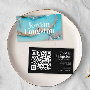 Carte De Visite Typographie moderne Gras Cool Photographie Code QR