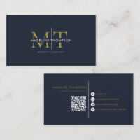 Typographie moderne Monogram Marine Blue Gold QR c