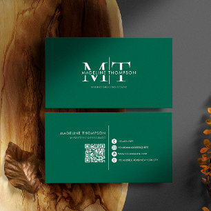 Carte De Visite Typographie moderne Monogramme Emerald Green Code 
