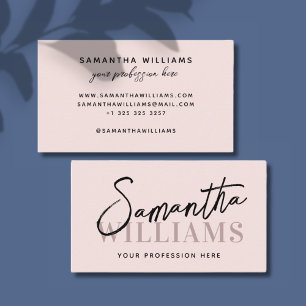 Carte De Visite Typographie moderne simple minimaliste rose script