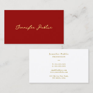 Carte De Visite Typographie Or Elegant moderne Script Texte Rouge