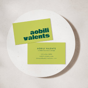 Carte De Visite Typographie rétro couleur gras Chartreuse jaune