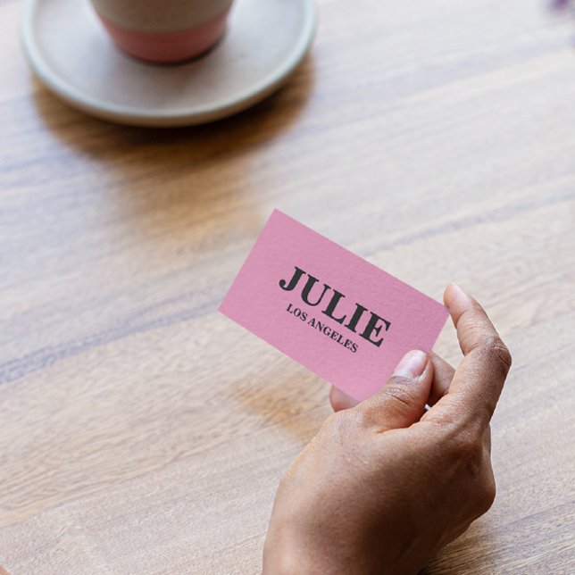 Carte De Visite Typographie rouge rose moderne personnalisée (nail salon business card)