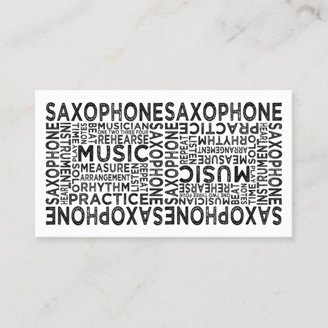 Carte De Visite Typographie saxophone (Devant)