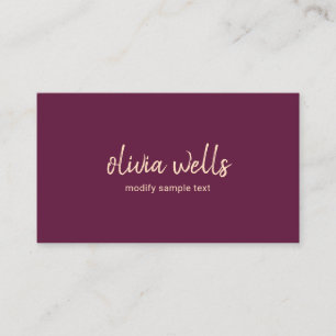 Carte De Visite Typographie simple manuscrite Bourgogne violet
