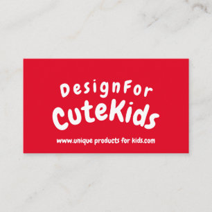 Carte De Visite Typographie simple rouge pour enfants