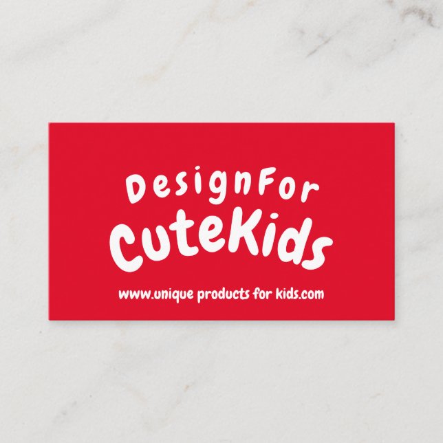 Carte De Visite Typographie simple rouge pour enfants (Devant)