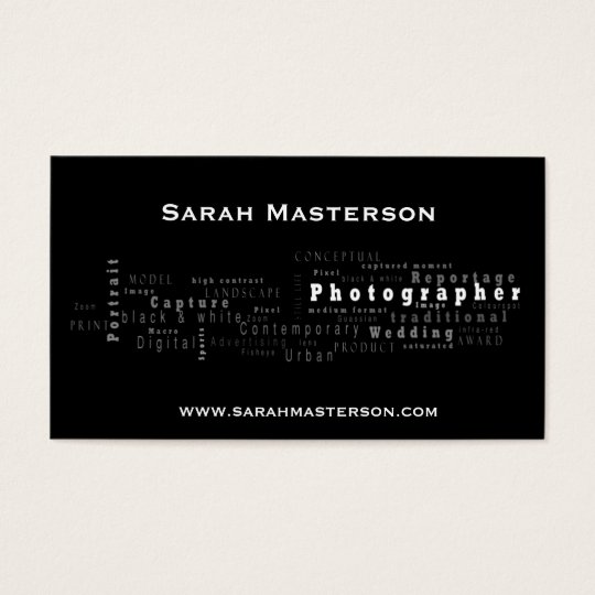 Carte de visite typographique noir de photographe