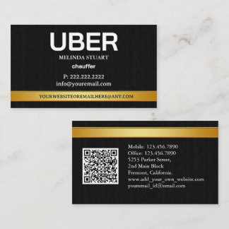 Carte De Visite Uber Driver Modern Gold Border Referral QR CODE