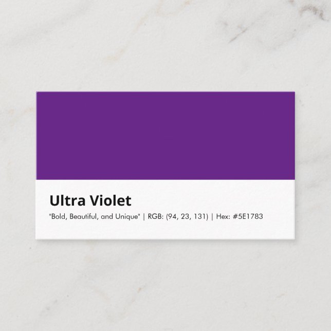Carte De Visite Ultra Violet | Couleur "audacieuse, belle et uniqu (Devant)
