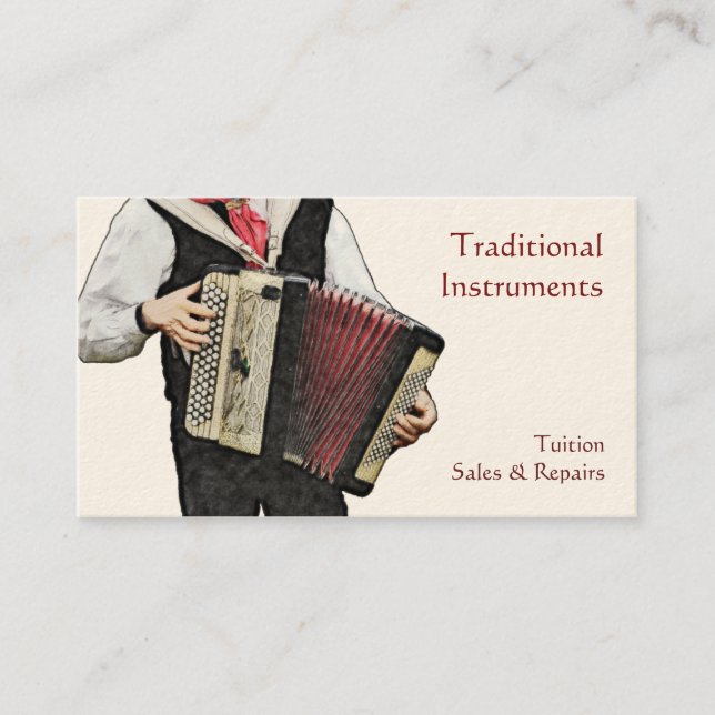 Carte De Visite Un accordéoniste à boutons (Devant)