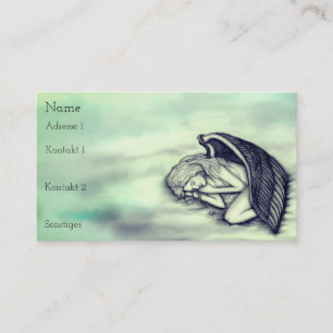 Carte De Visite Un Ange endormi sur les cieux nuages en vert